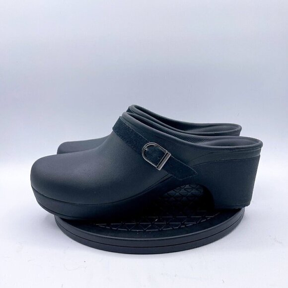 Crocs Shoes Black Rubber Low Heel Open Back Slip On Sarah Clog Mule Womens Sz 10 - Picture 2 of 9